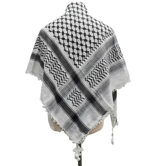 Authentic Palestinian Black-and-White Keffiyeh - Timeless Elegance and Cultural Heritage - WATAN